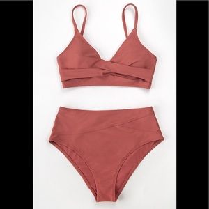 Marsala Twist High Waisted Bikini